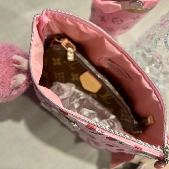 New Juicy Couture Pink Red Cherry Clutch Cosmetic Bag Cute Storage Coquette - Picture 8 of 17